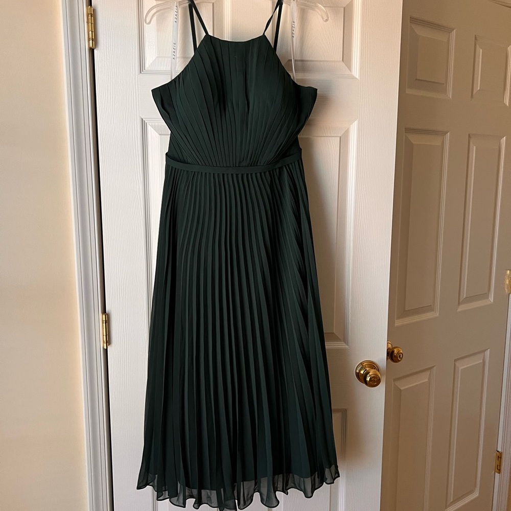 NWT Azazie x Kendall+Kylie Dasha Dress. Size A12. Color Pine (#84). Unaltered. - Picture 14 of 14